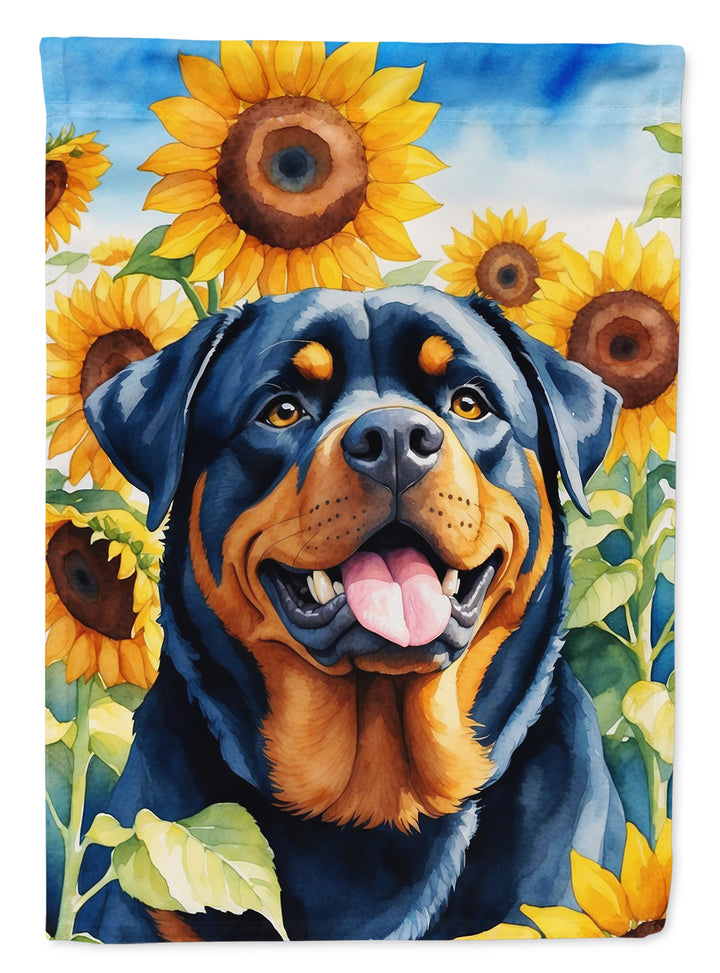 Yorkshire Terrier in Sunflowers House Flag Image 2