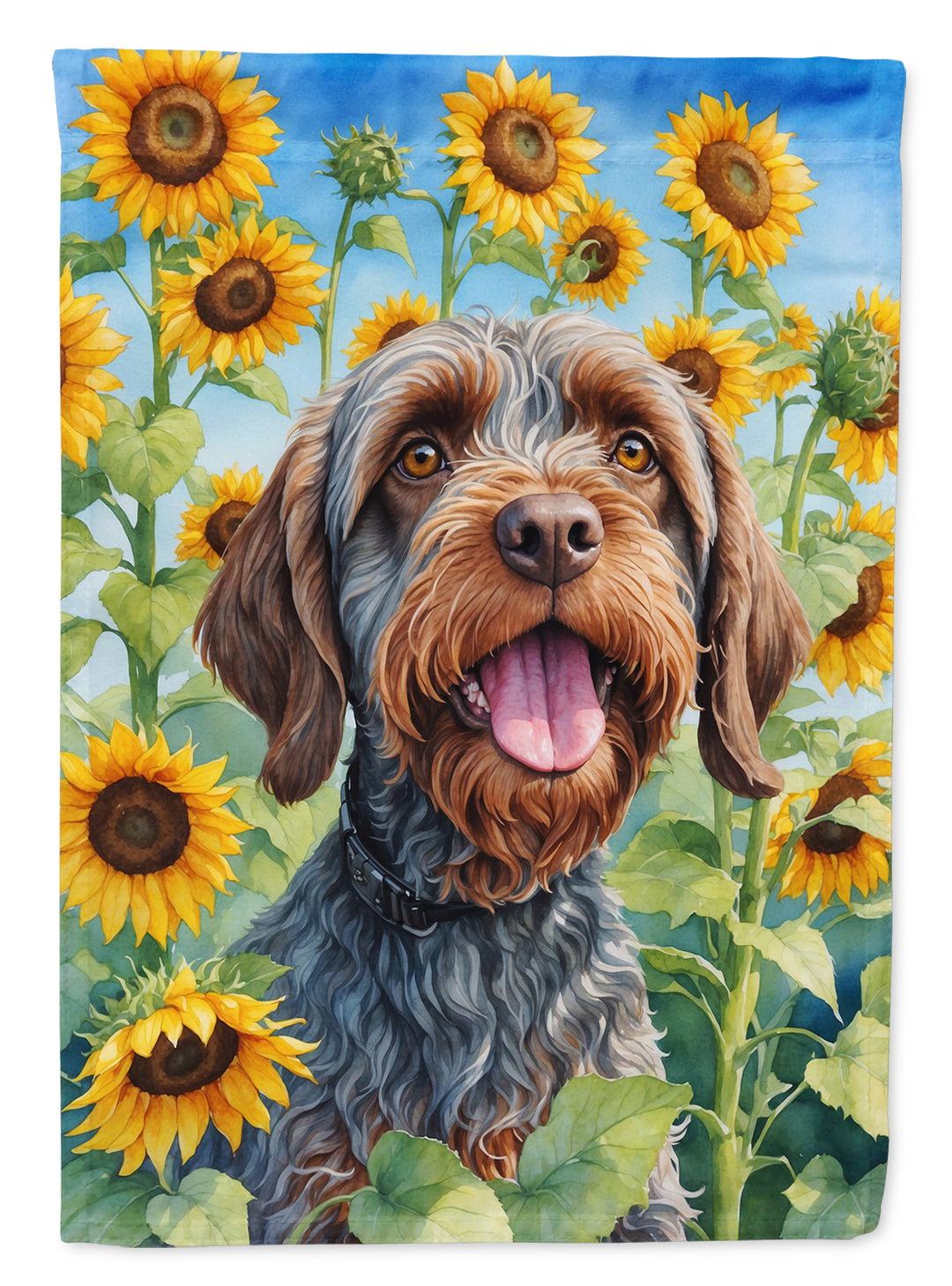 Yorkshire Terrier in Sunflowers House Flag Image 6