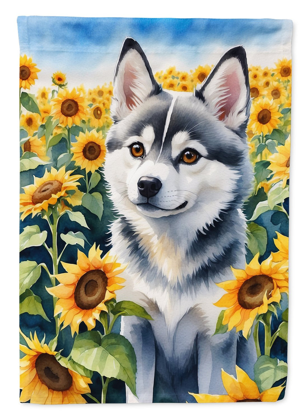 Yorkshire Terrier in Sunflowers House Flag Image 9