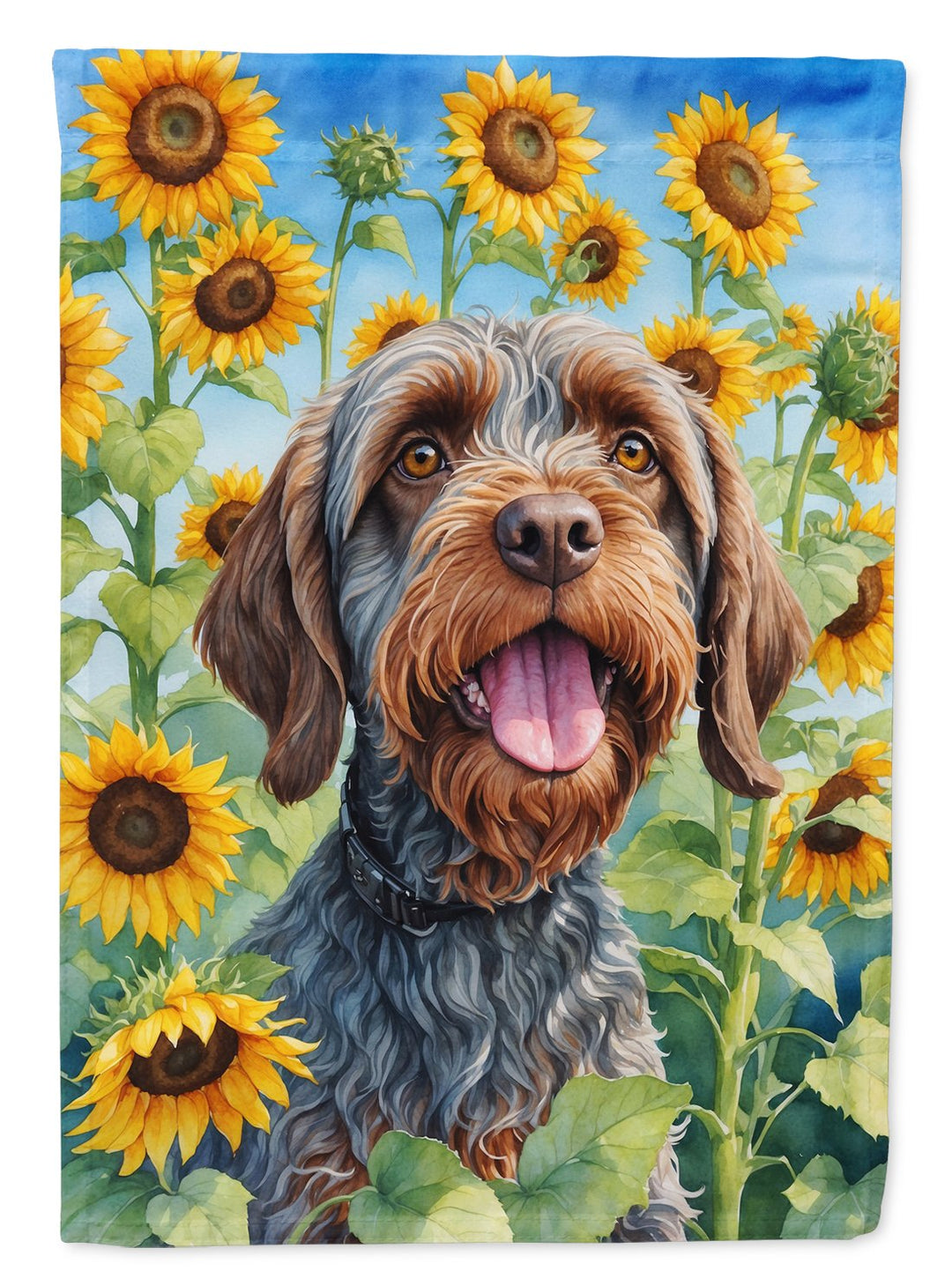 Yorkshire Terrier in Sunflowers House Flag Image 1