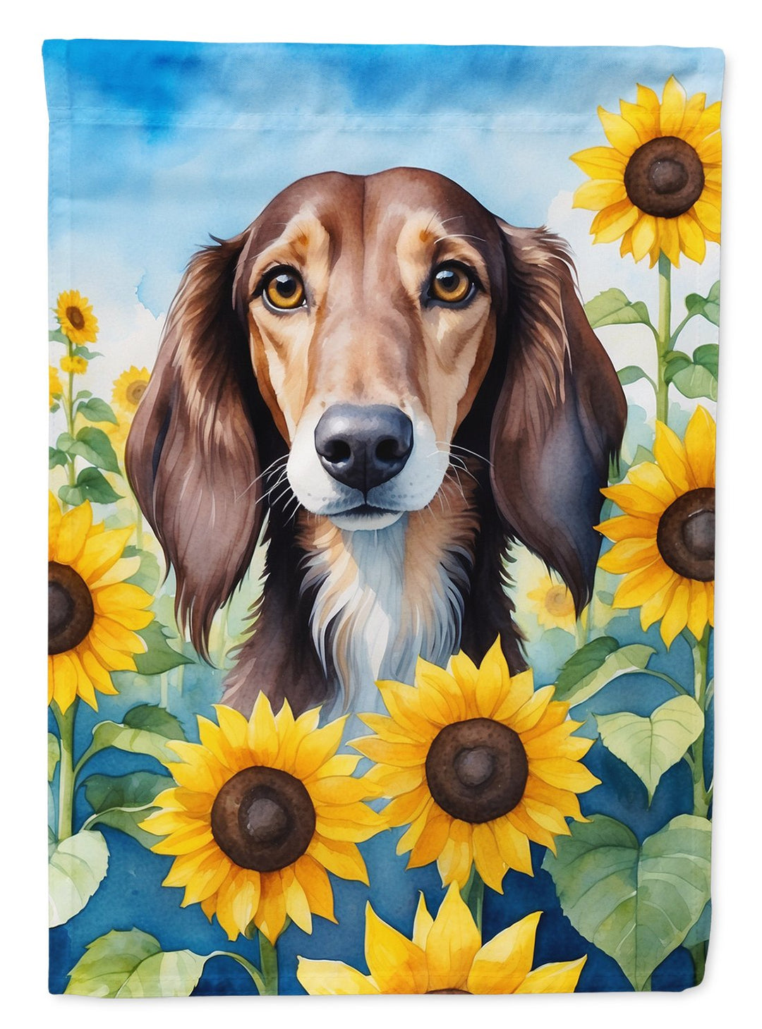 Yorkshire Terrier in Sunflowers House Flag Image 1