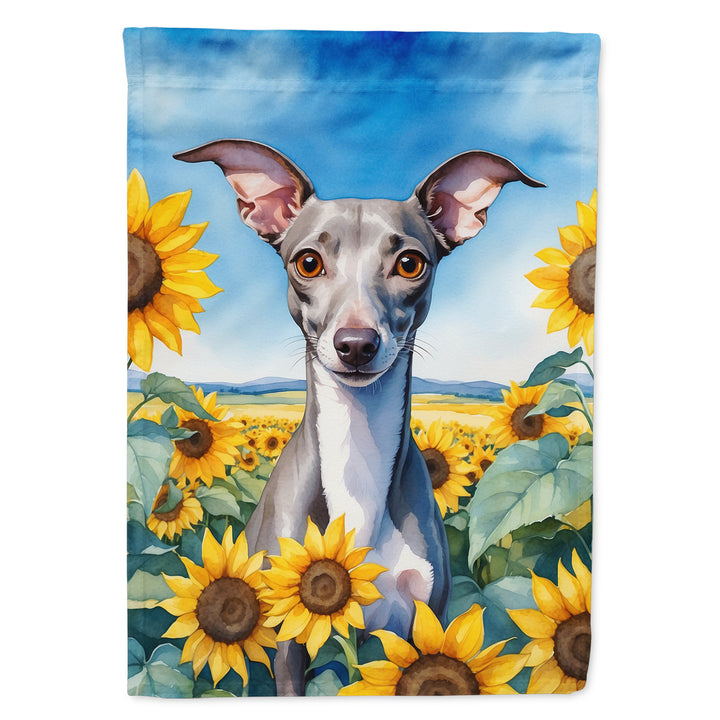 Yorkshire Terrier in Sunflowers House Flag Image 4