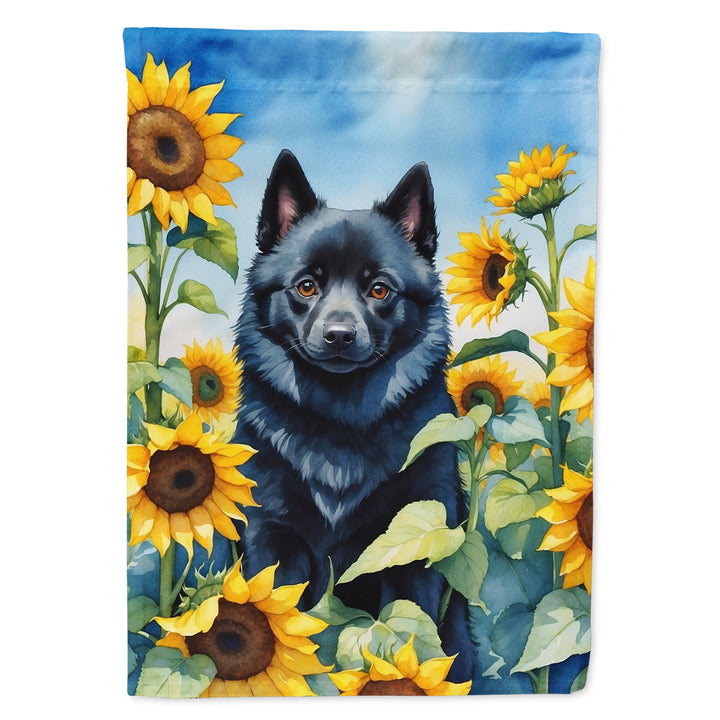 Yorkshire Terrier in Sunflowers House Flag Image 12