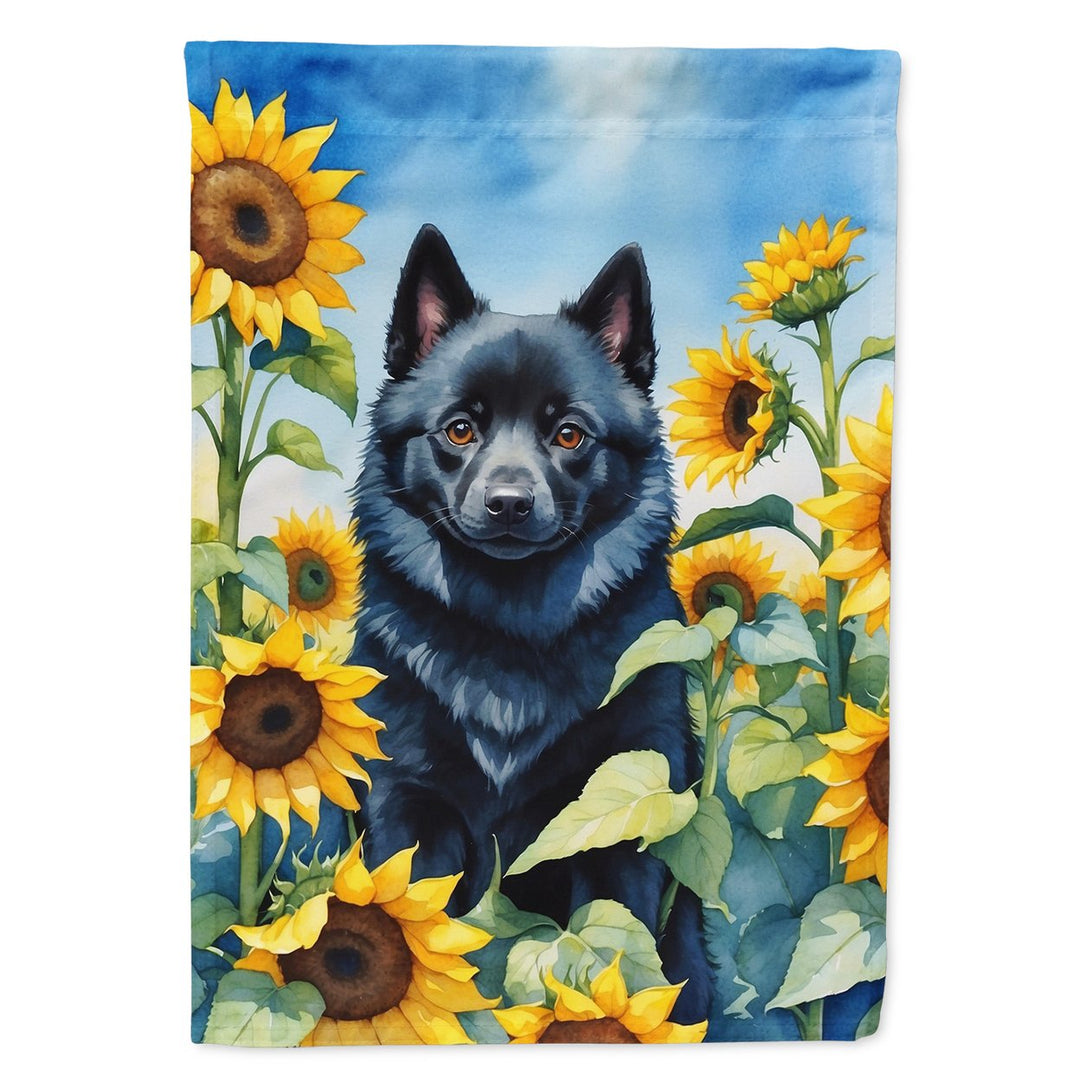 Yorkshire Terrier in Sunflowers House Flag Image 1