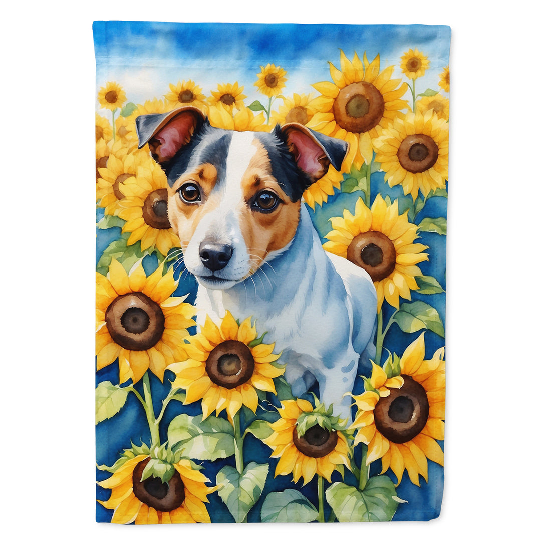 Yorkshire Terrier in Sunflowers House Flag Image 6