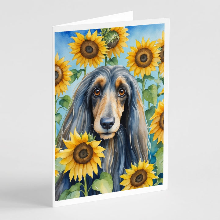 Yorkshire Terrier in Sunflowers Greeting Cards Pack of 8 Image 1