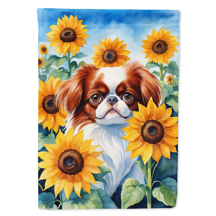 Yorkshire Terrier in Sunflowers House Flag Image 10