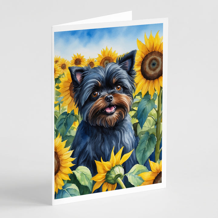 Yorkshire Terrier in Sunflowers Greeting Cards Pack of 8 Image 1