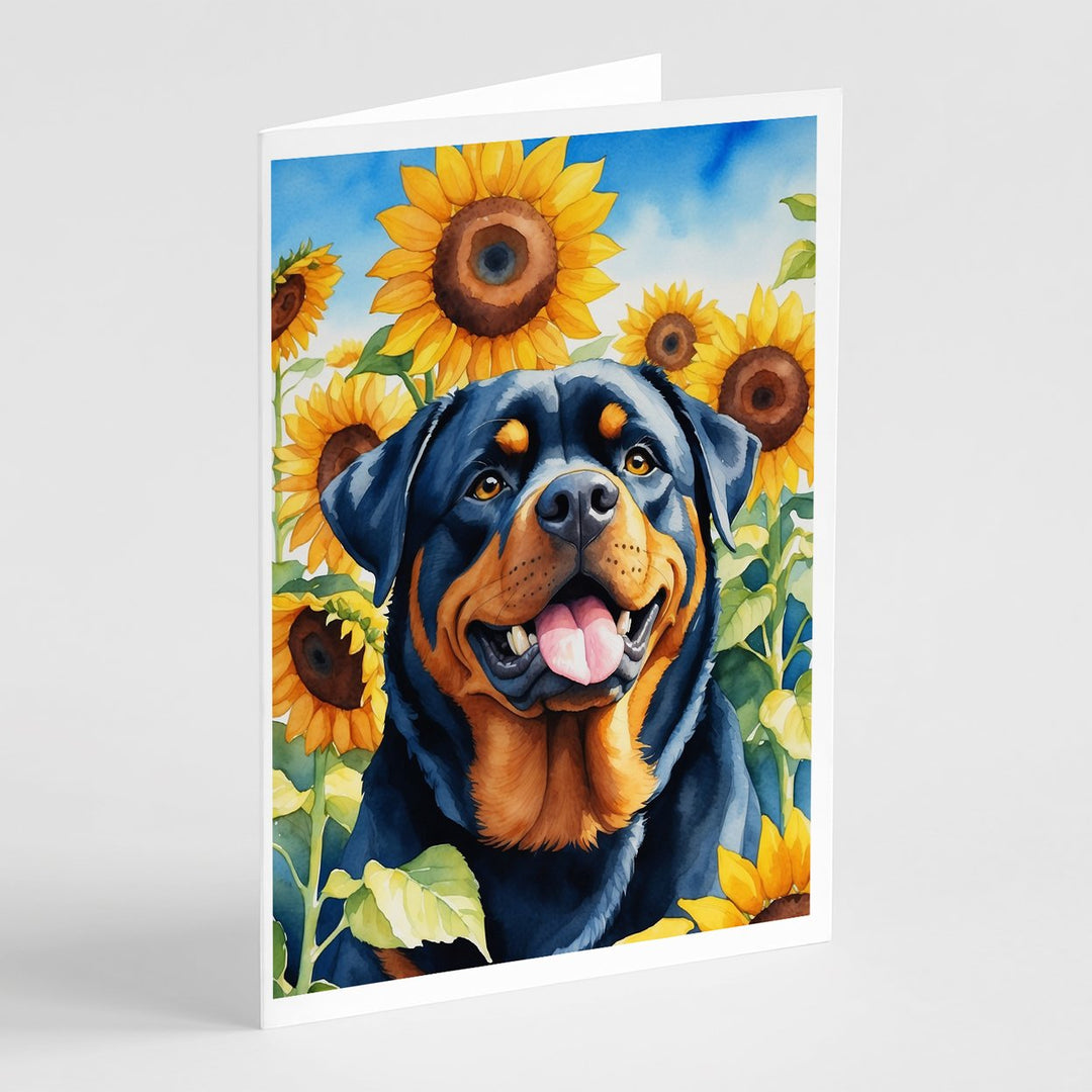 Yorkshire Terrier in Sunflowers Greeting Cards Pack of 8 Image 2