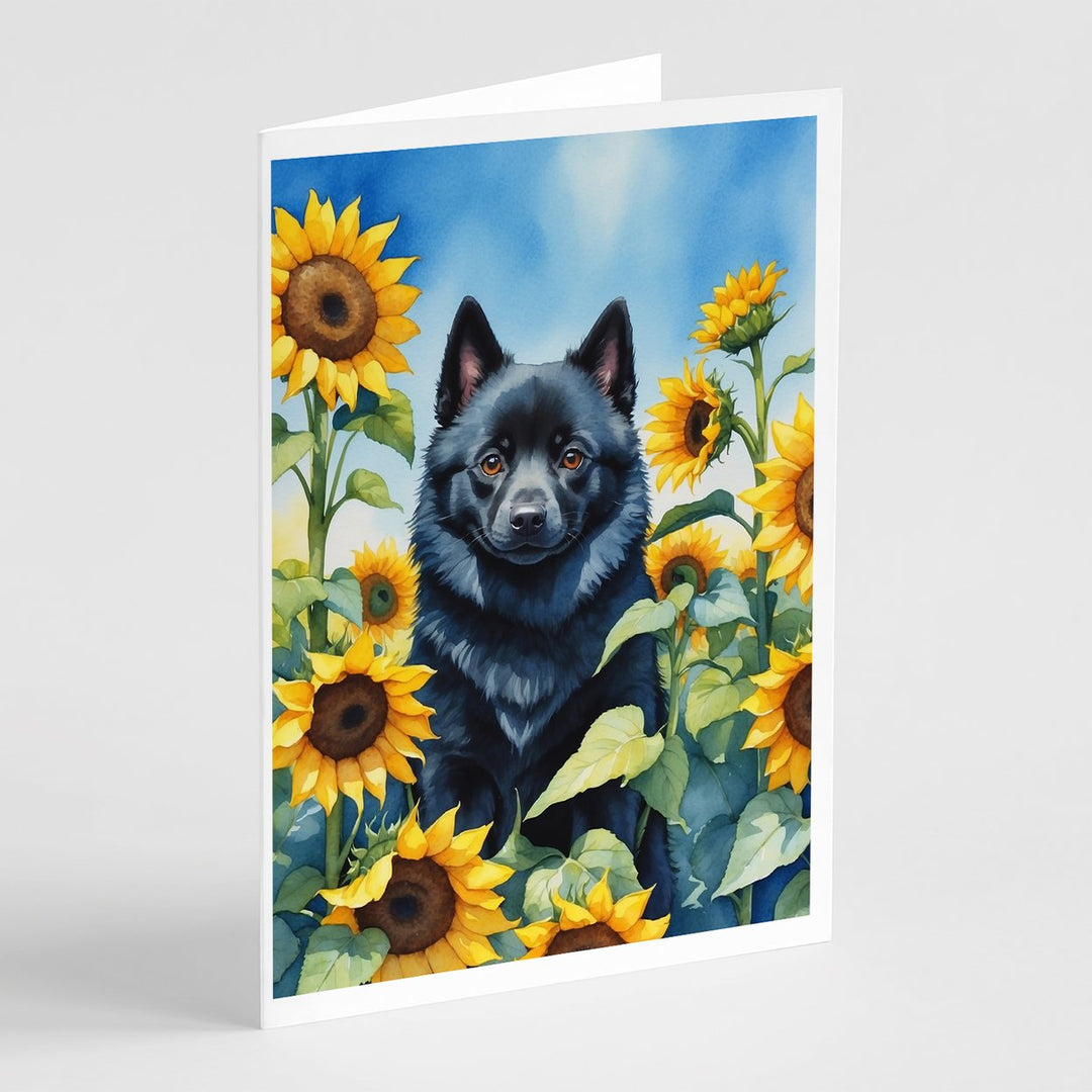 Yorkshire Terrier in Sunflowers Greeting Cards Pack of 8 Image 1