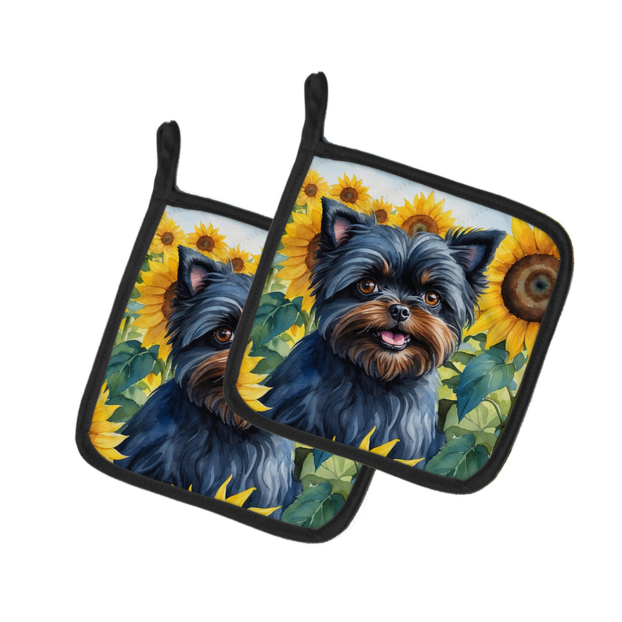 Yorkshire Terrier in Sunflowers Pair of Pot Holders Image 1