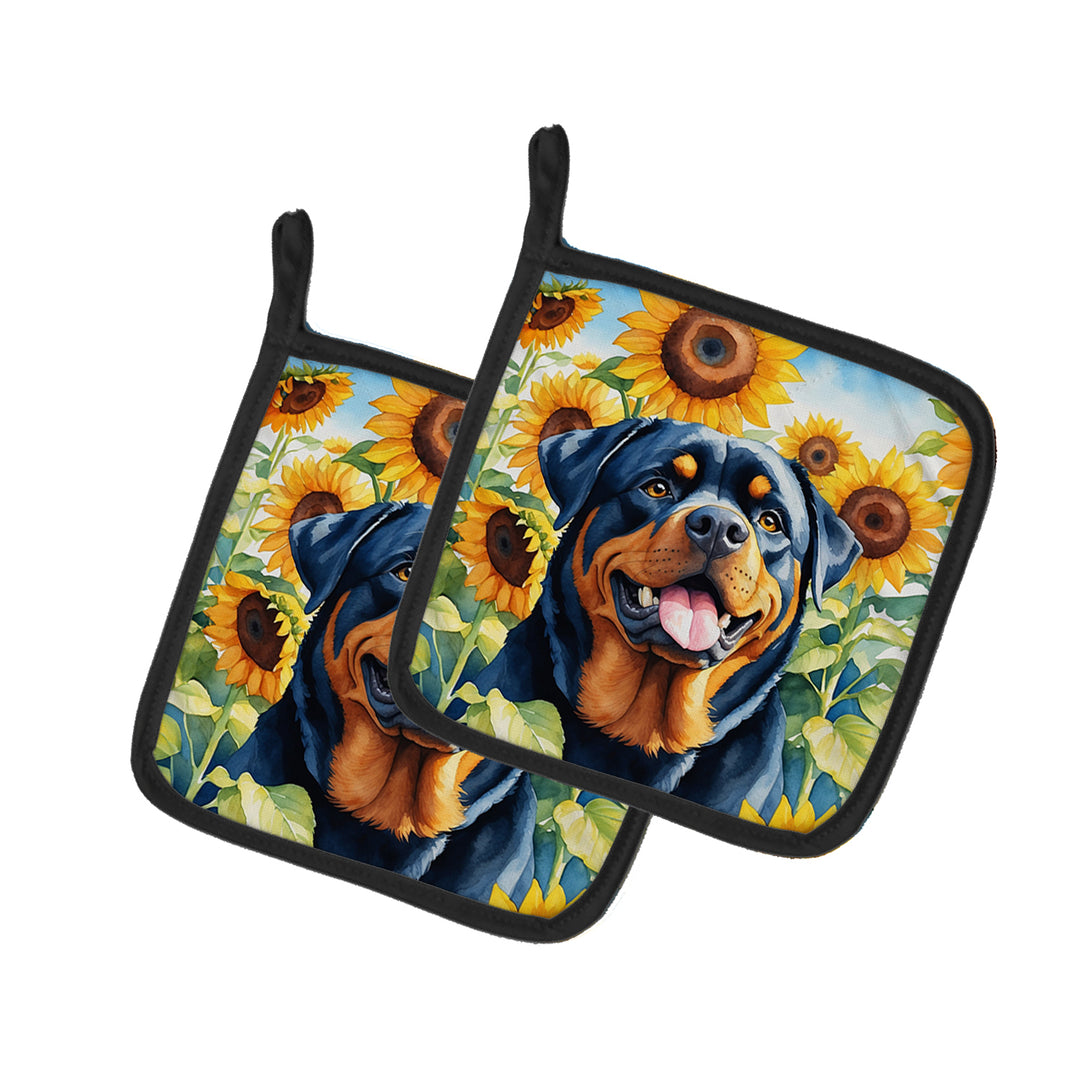 Yorkshire Terrier in Sunflowers Pair of Pot Holders Image 2