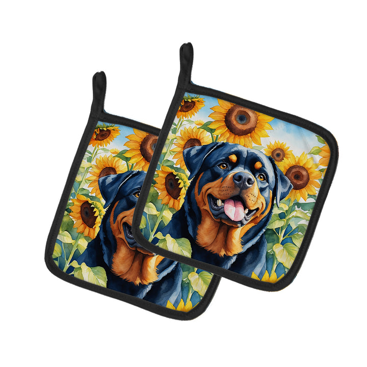 Yorkshire Terrier in Sunflowers Pair of Pot Holders Image 2