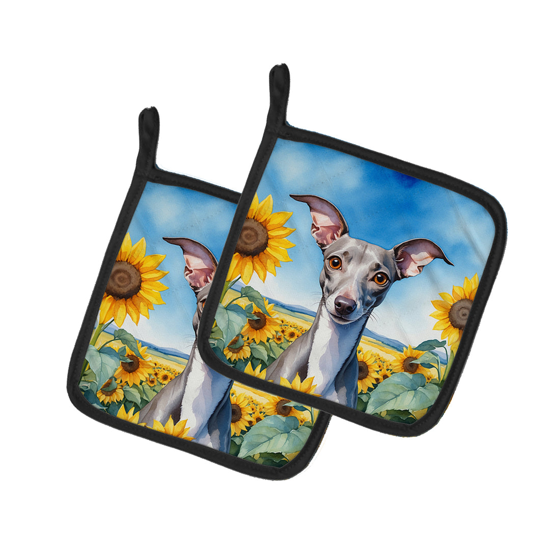 Yorkshire Terrier in Sunflowers Pair of Pot Holders Image 3