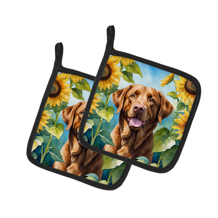 Yorkshire Terrier in Sunflowers Pair of Pot Holders Image 2