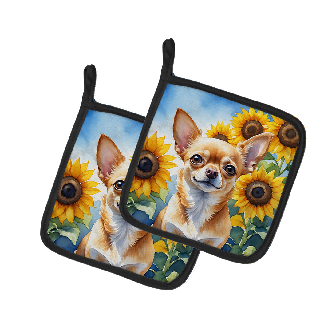 Yorkshire Terrier in Sunflowers Pair of Pot Holders Image 3