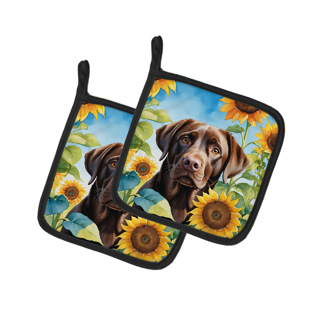 Yorkshire Terrier in Sunflowers Pair of Pot Holders Image 12