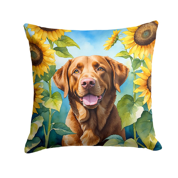 Yorkshire Terrier in Sunflowers Throw Pillow Image 1