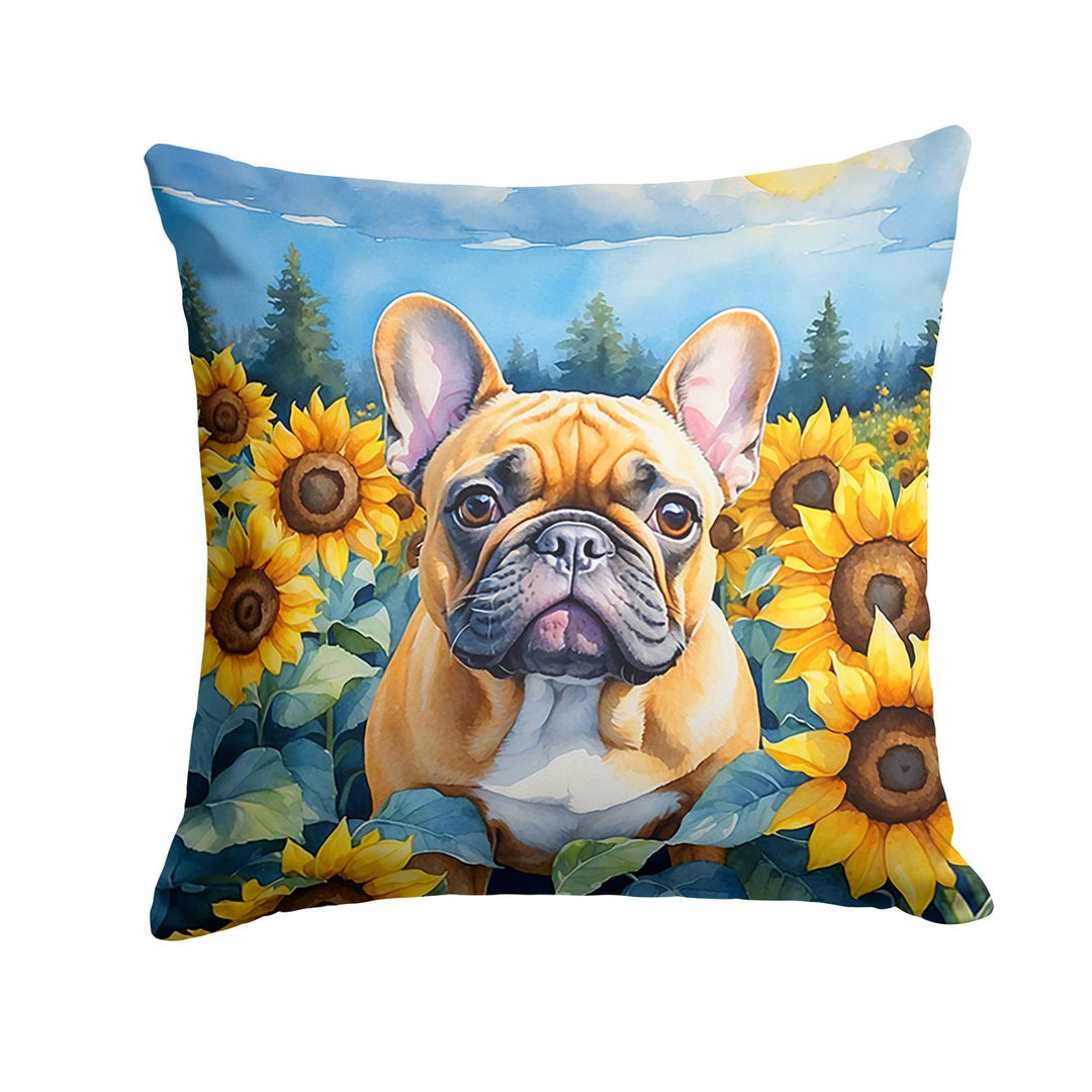 Yorkshire Terrier in Sunflowers Throw Pillow Image 1