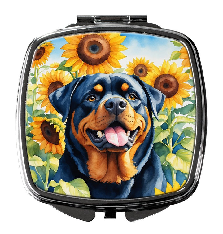 Yorkshire Terrier in Sunflowers Compact Mirror Image 1