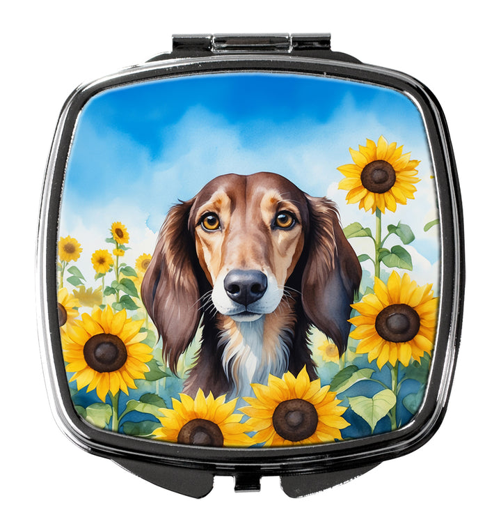 Yorkshire Terrier in Sunflowers Compact Mirror Image 4