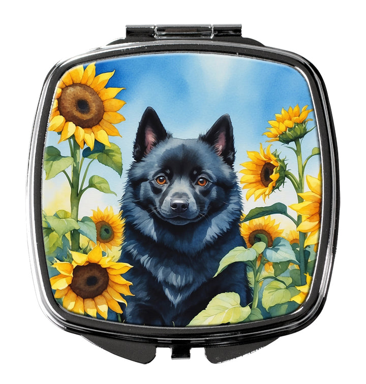 Yorkshire Terrier in Sunflowers Compact Mirror Image 7