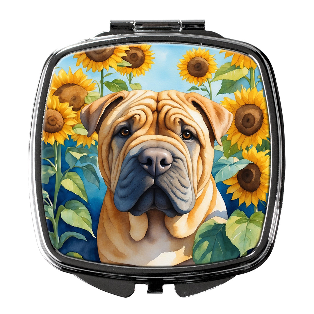 Yorkshire Terrier in Sunflowers Compact Mirror Image 11