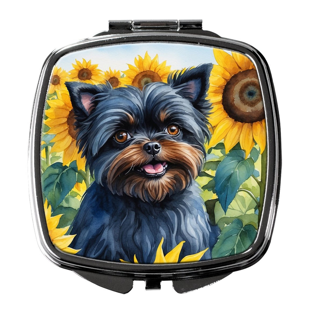 Yorkshire Terrier in Sunflowers Compact Mirror Image 1