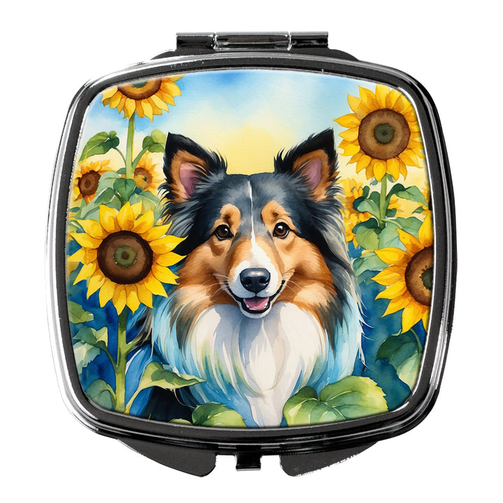 Yorkshire Terrier in Sunflowers Compact Mirror Image 12