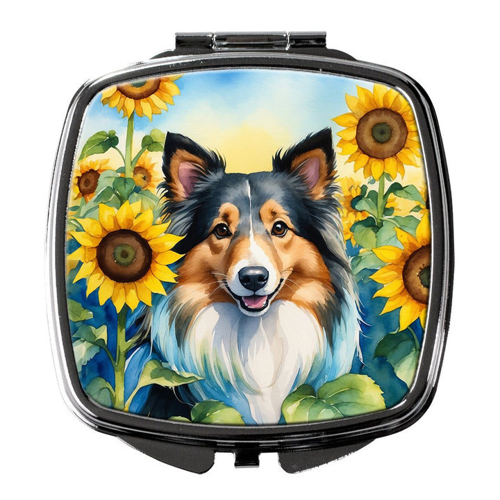 Yorkshire Terrier in Sunflowers Compact Mirror Image 1