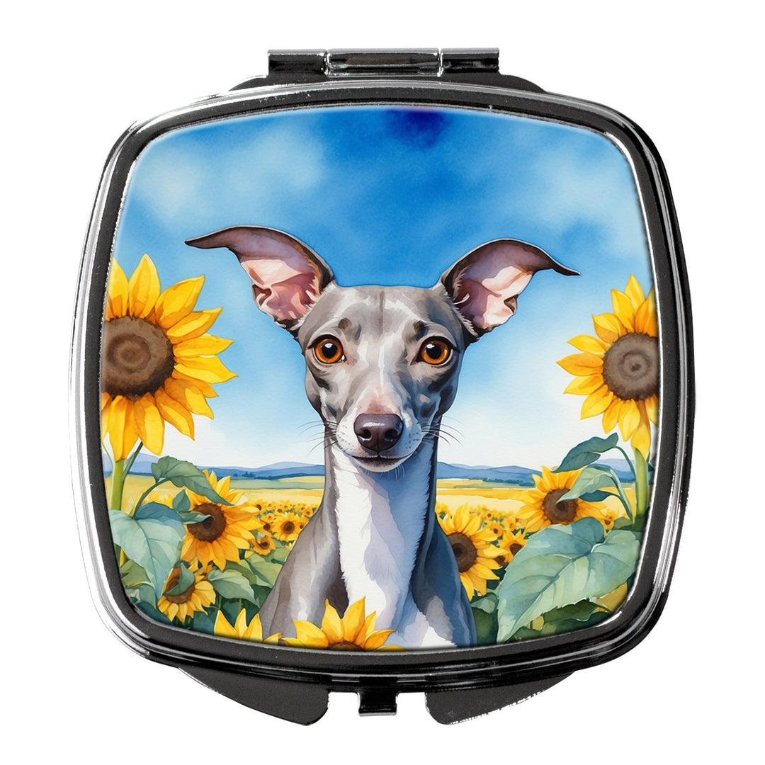 Yorkshire Terrier in Sunflowers Compact Mirror Image 3