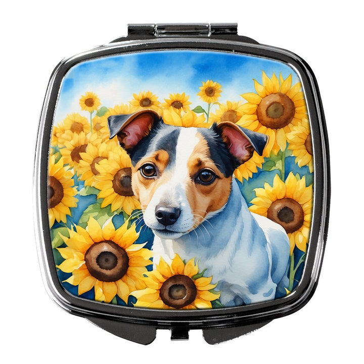 Yorkshire Terrier in Sunflowers Compact Mirror Image 1