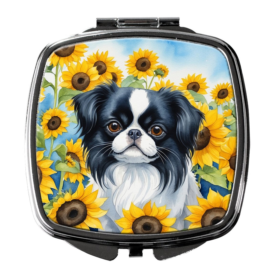 Yorkshire Terrier in Sunflowers Compact Mirror Image 5