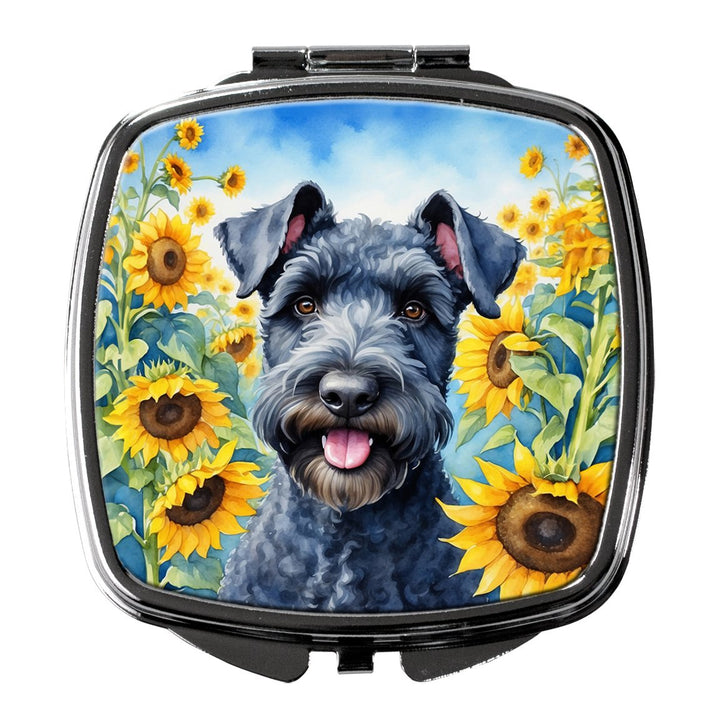 Yorkshire Terrier in Sunflowers Compact Mirror Image 1