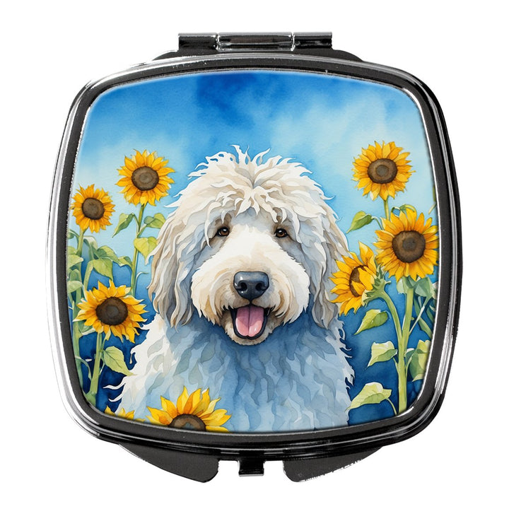 Yorkshire Terrier in Sunflowers Compact Mirror Image 1