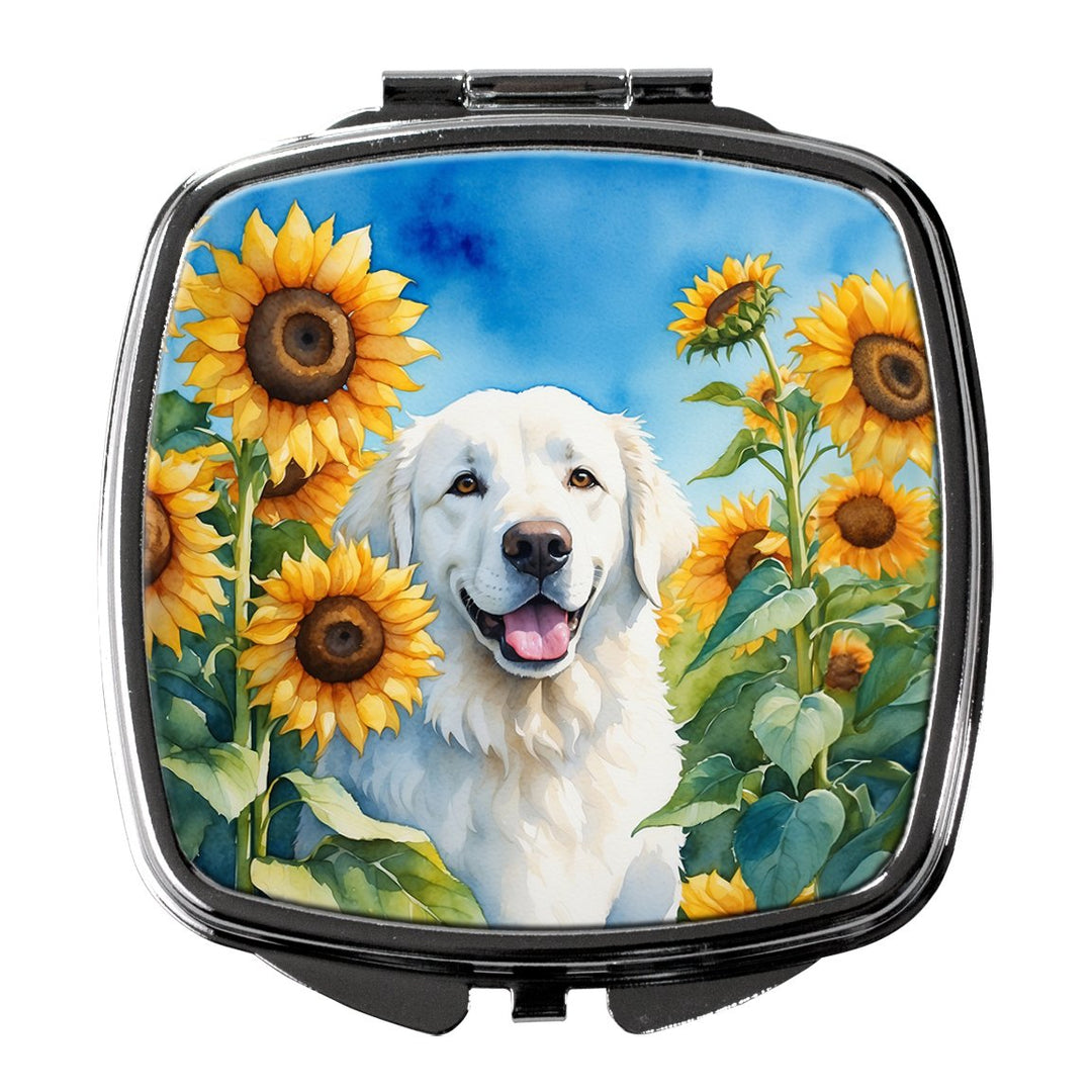 Yorkshire Terrier in Sunflowers Compact Mirror Image 1