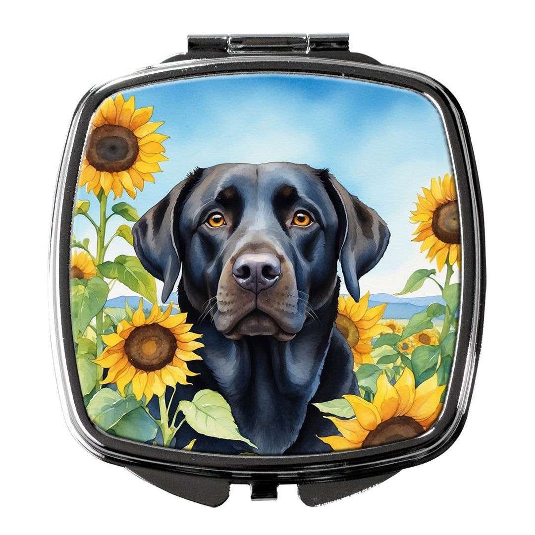 Yorkshire Terrier in Sunflowers Compact Mirror Image 1