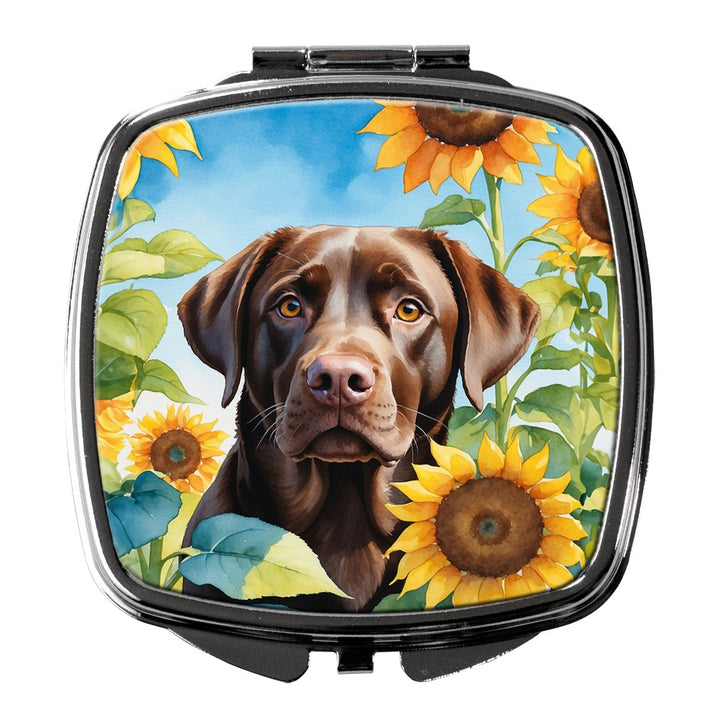 Yorkshire Terrier in Sunflowers Compact Mirror Image 12