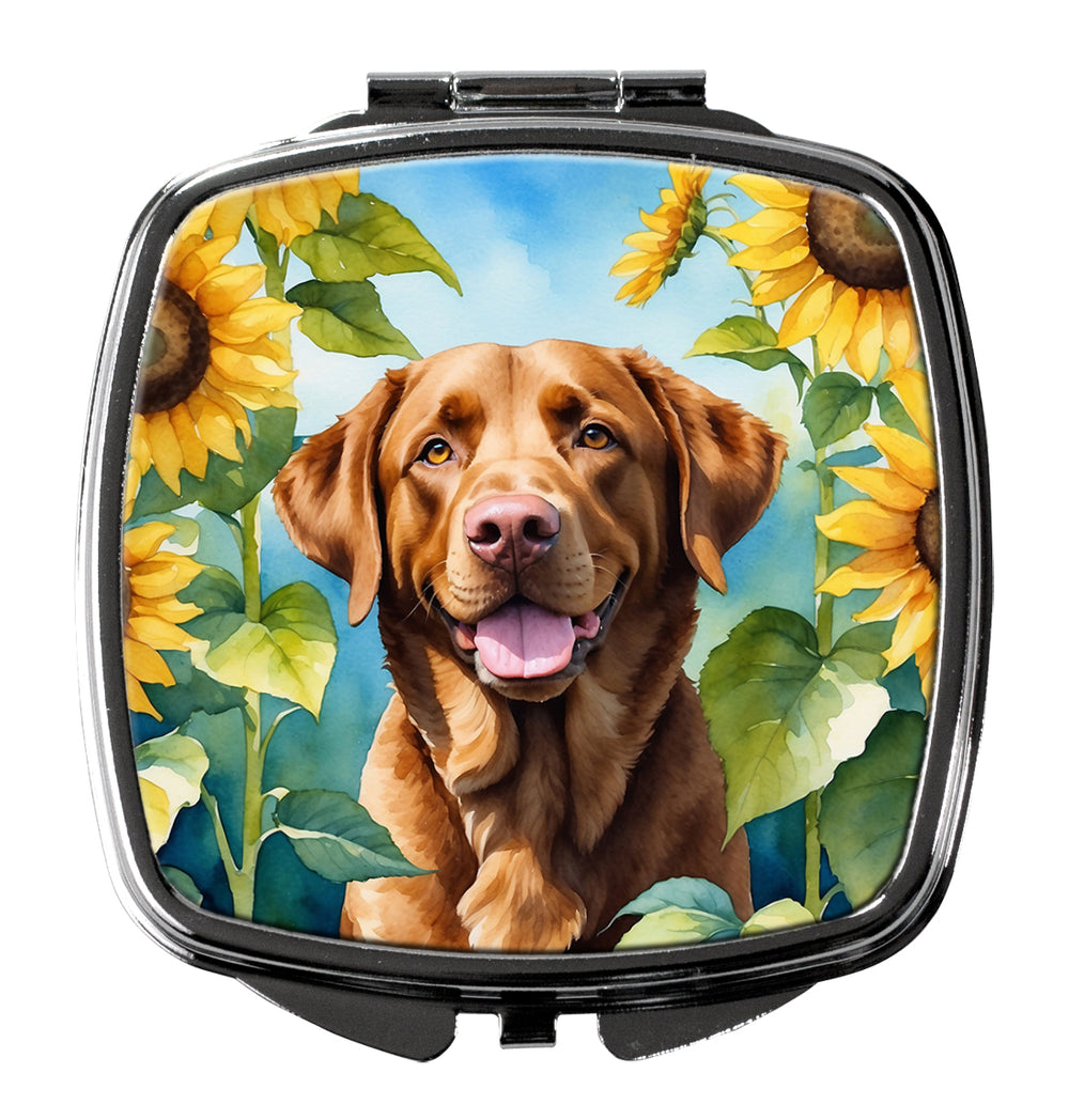 Yorkshire Terrier in Sunflowers Compact Mirror Image 2