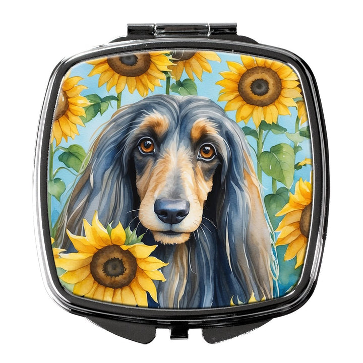 Yorkshire Terrier in Sunflowers Compact Mirror Image 1