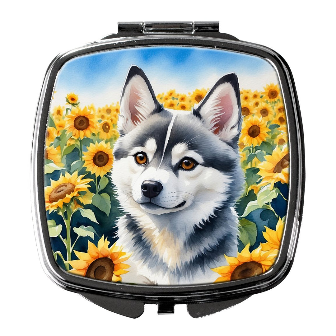 Yorkshire Terrier in Sunflowers Compact Mirror Image 1