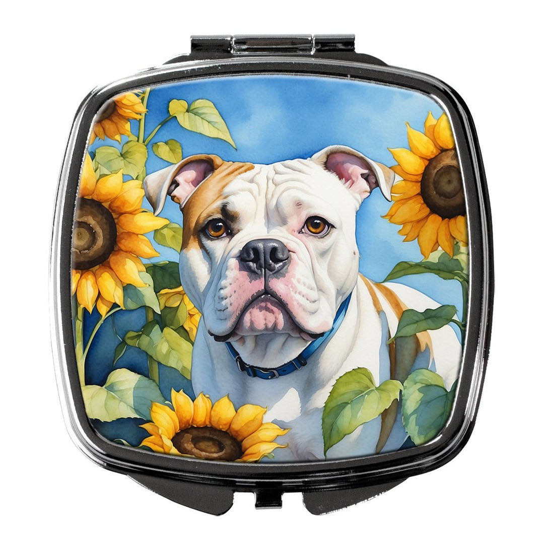 Yorkshire Terrier in Sunflowers Compact Mirror Image 1