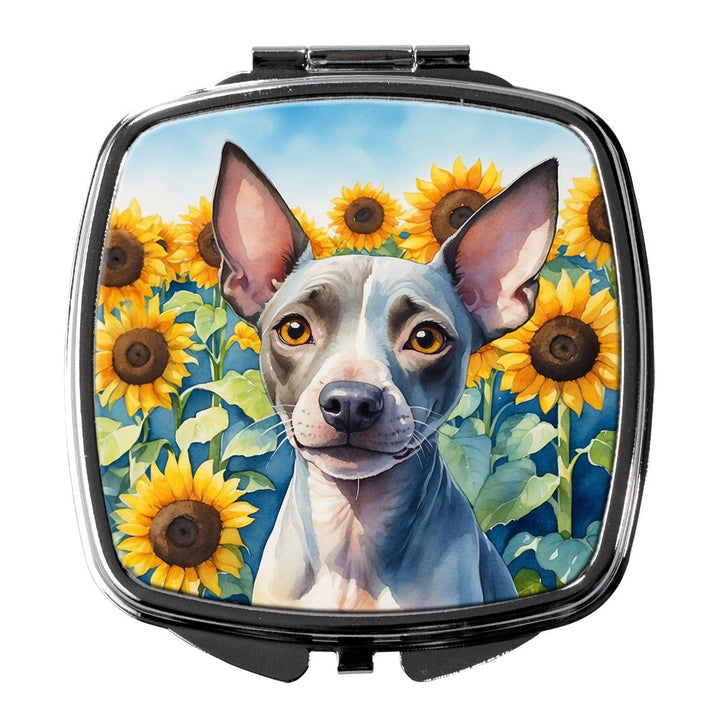 Yorkshire Terrier in Sunflowers Compact Mirror Image 1