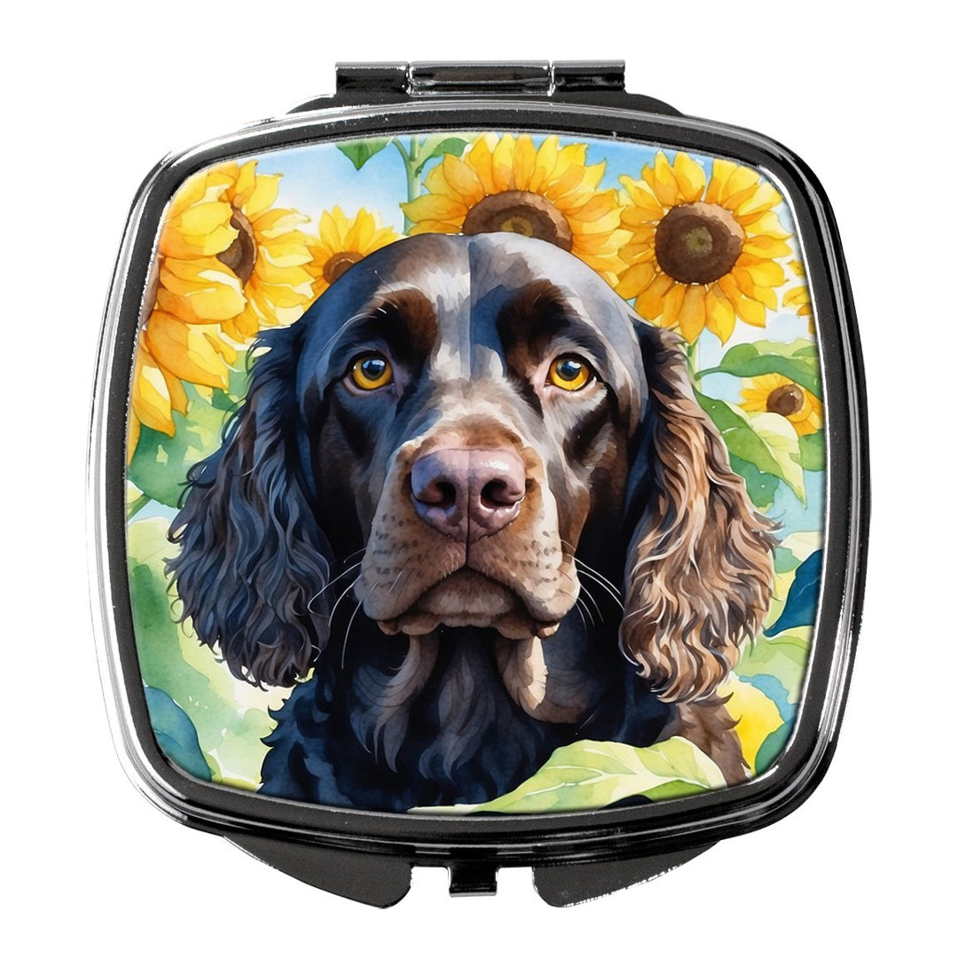 Yorkshire Terrier in Sunflowers Compact Mirror Image 1