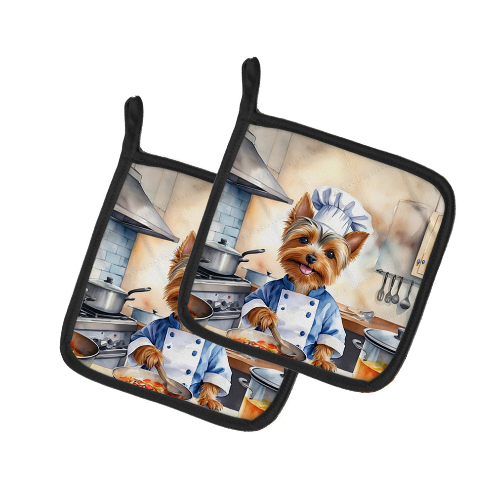 Yorkie Yorkshire Terrier The Chef Pair of Pot Holders Image 2