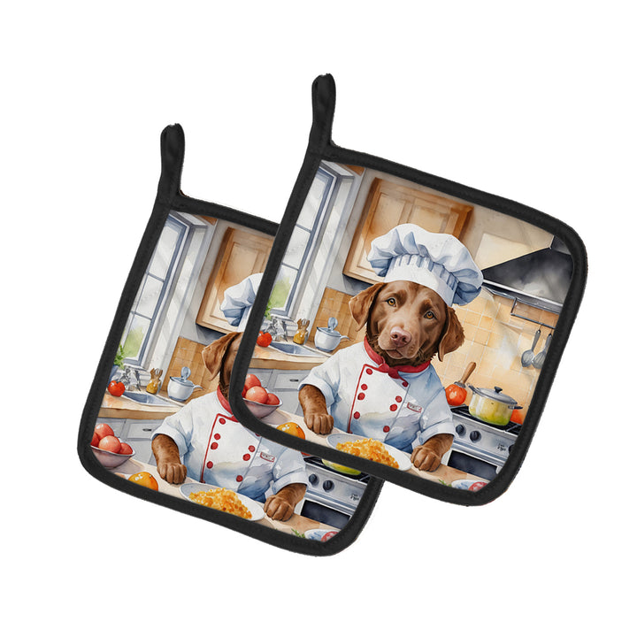 Yorkie Yorkshire Terrier The Chef Pair of Pot Holders Image 1