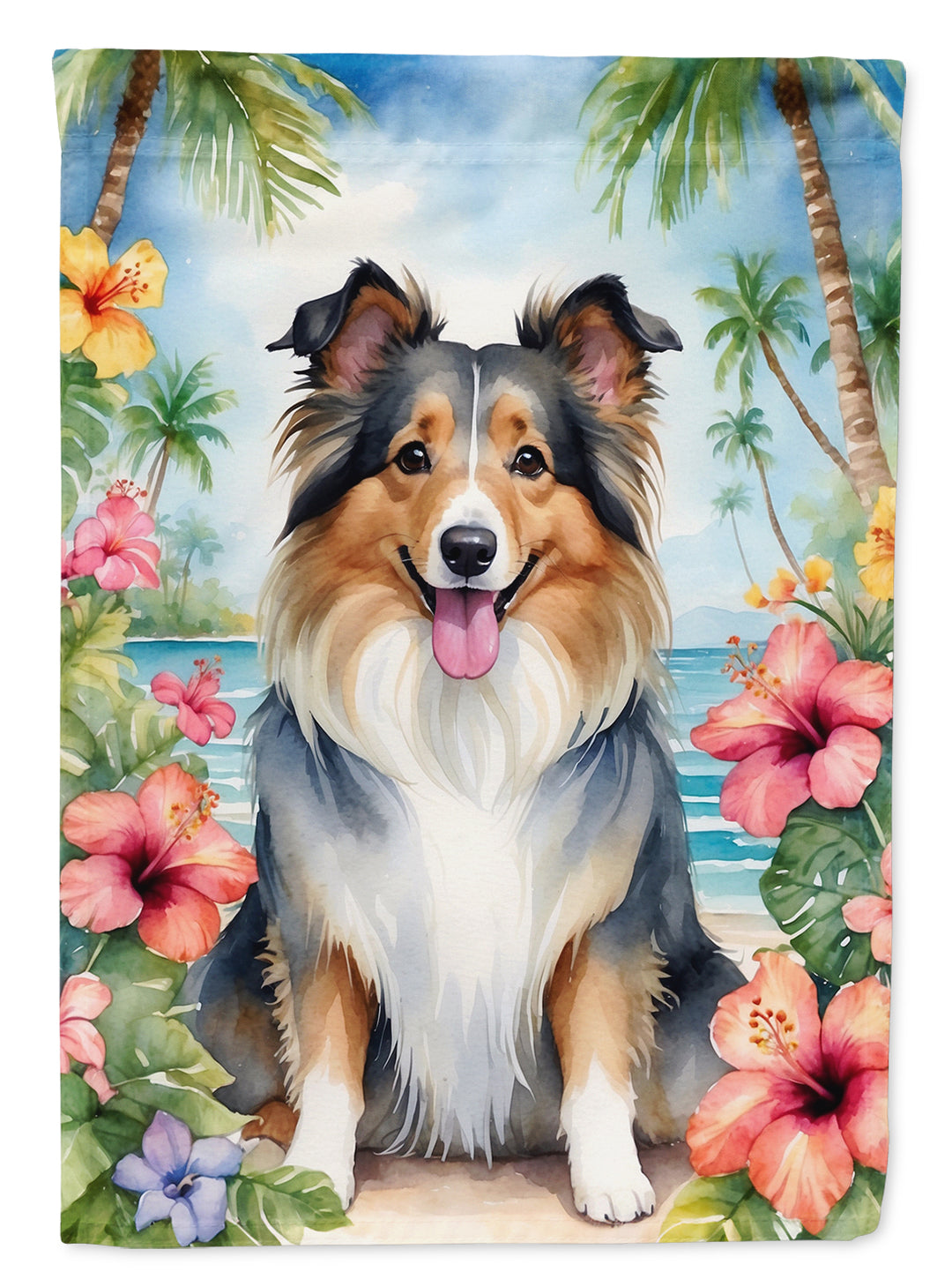 Yorkshire Terrier Luau House Flag Image 3