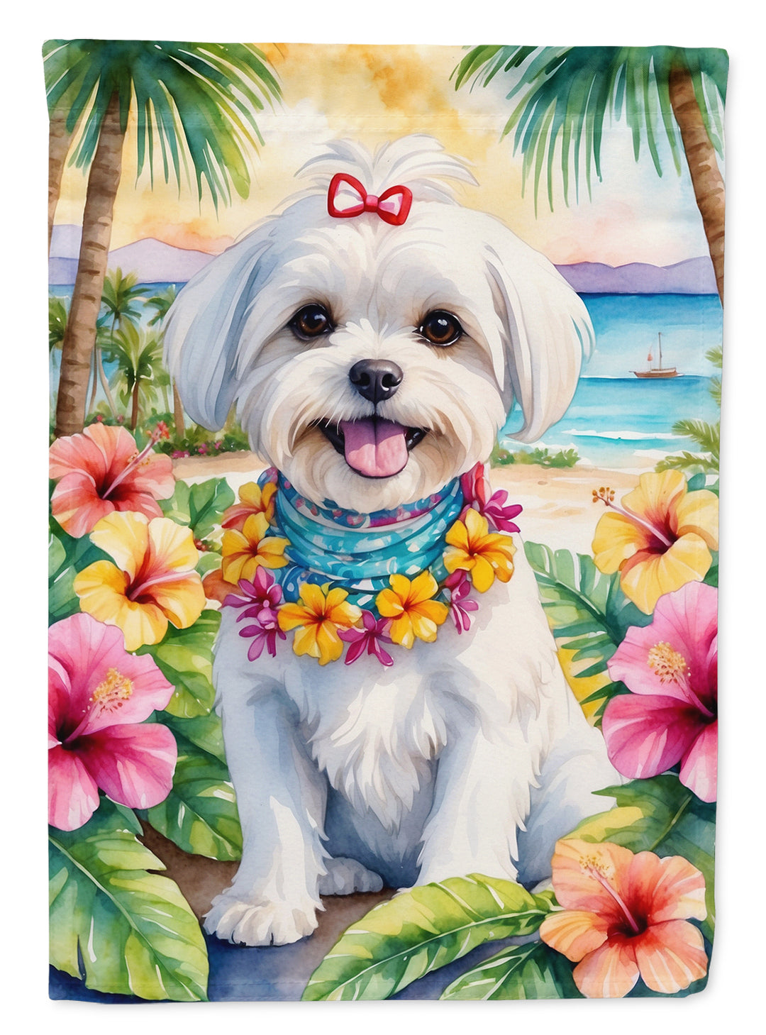 Yorkshire Terrier Luau House Flag Image 7