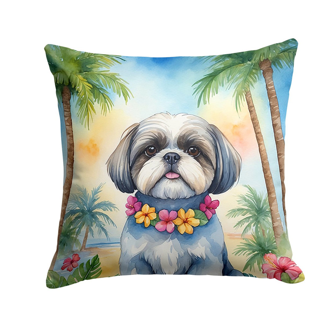 Yorkshire Terrier Luau Throw Pillow Image 1