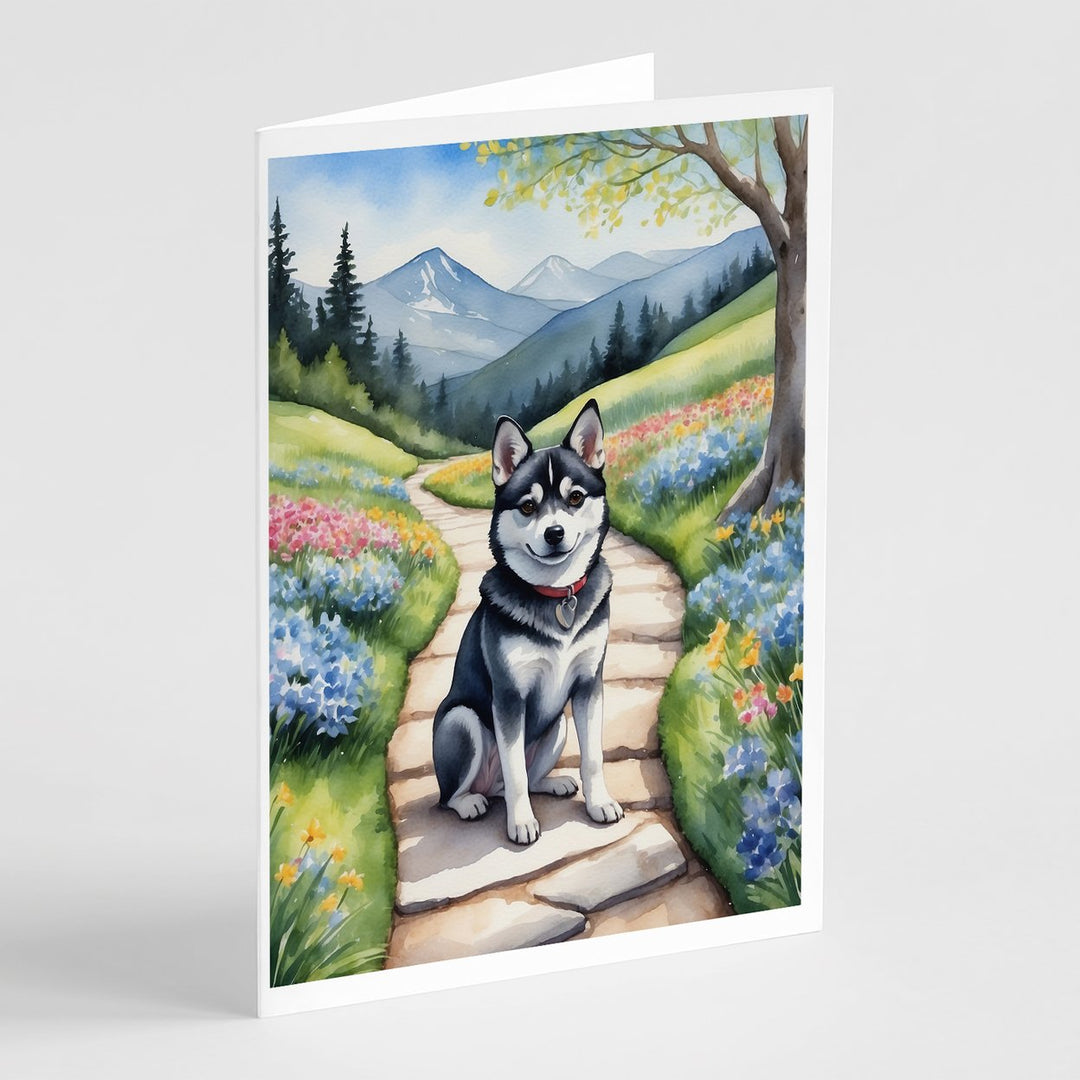 Yorkshire Terrier Spring Path Greeting Cards Pack of 8 Image 1